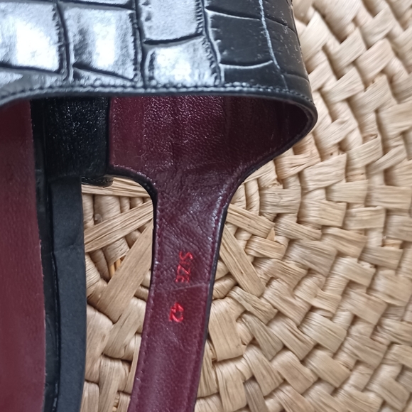 STAUD NICKY WOMENS OPEN TOE CROC EMBOSSED STRAPPY SANDALS BLACK 9.5 Casual 133 - Picture 6 of 6